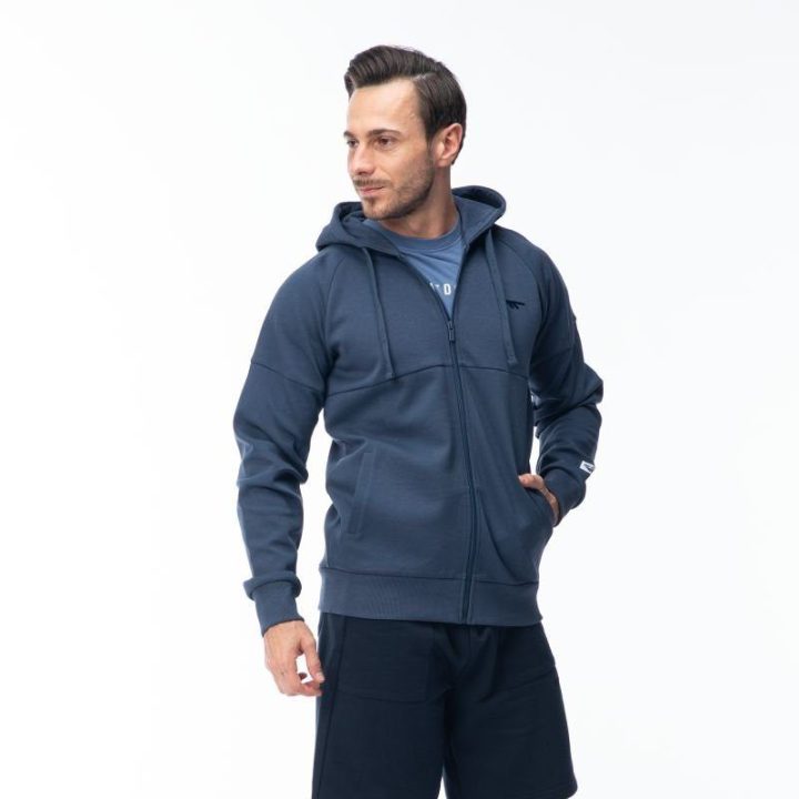 Vyriškas medvilninis džemperis su gobtuvu Hi-Tec, tamsiai mėlynas
