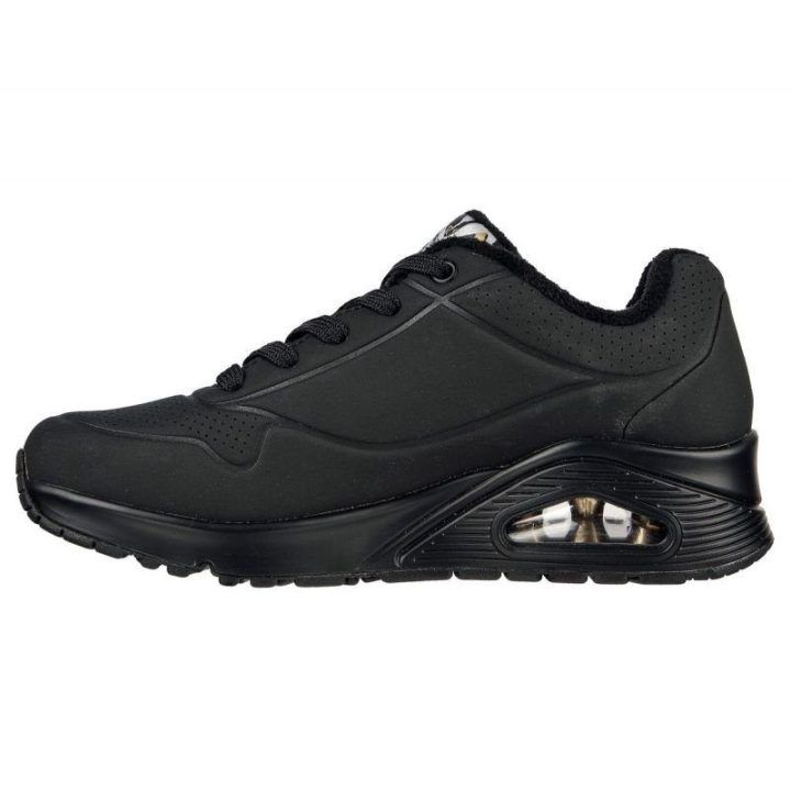 Moteriški sportbačiai su širdelių raštu Skechers Uno, juodi