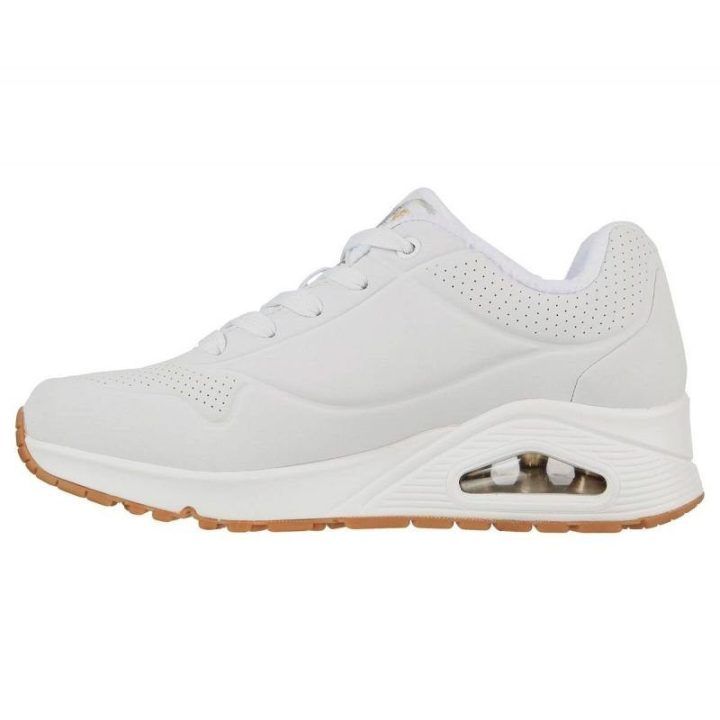 Moteriški sportbačiai su širdžių raštu Skechers Uno, balti