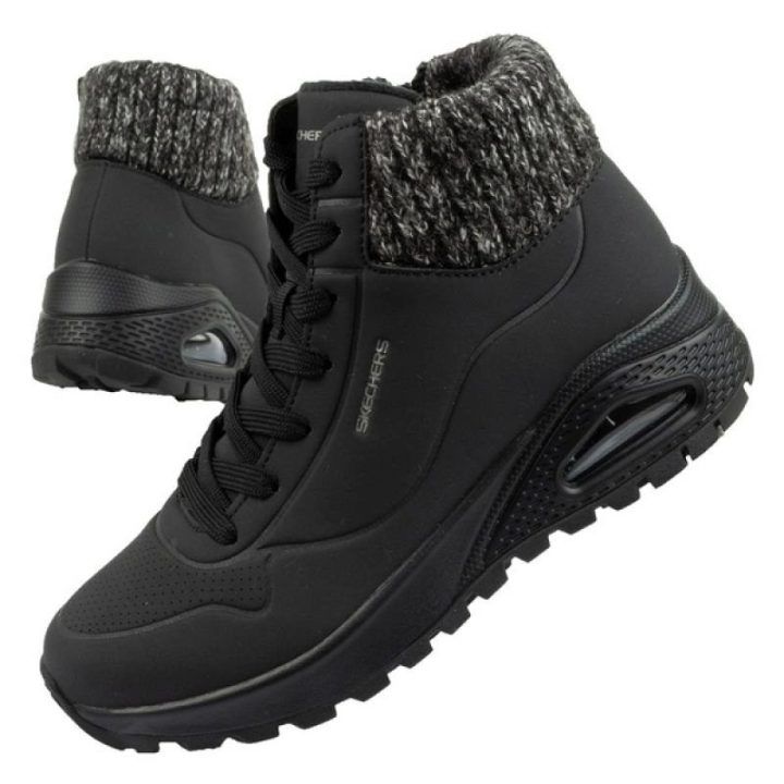 Moteriški pašiltinti sportbačiai Skechers Uno Rugged, juodi