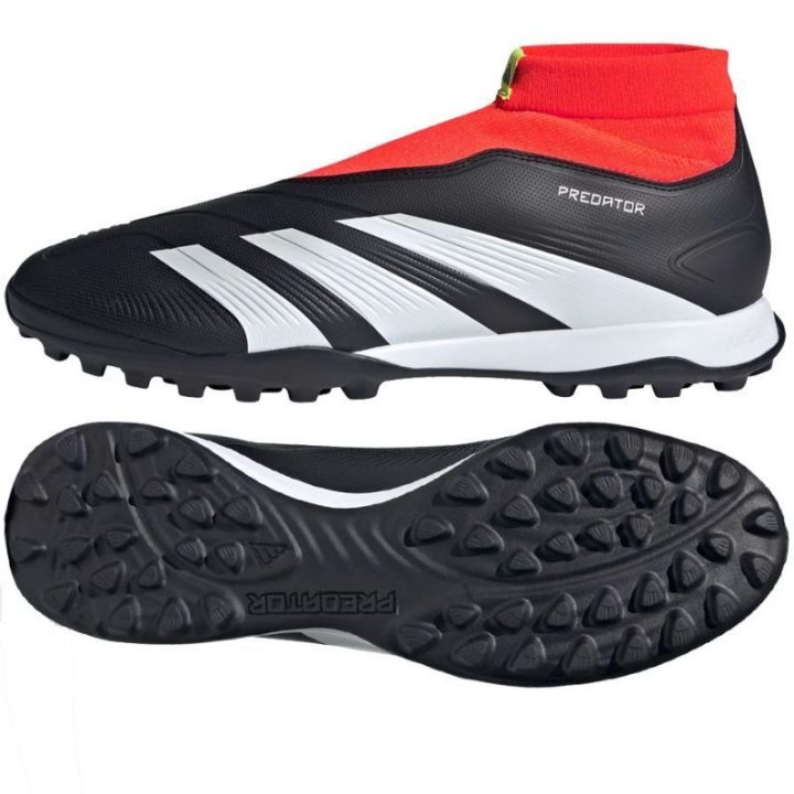 Vaikiški futbolo bateliai be raištelių adidas Predator League, juodi, raudoni ir balti