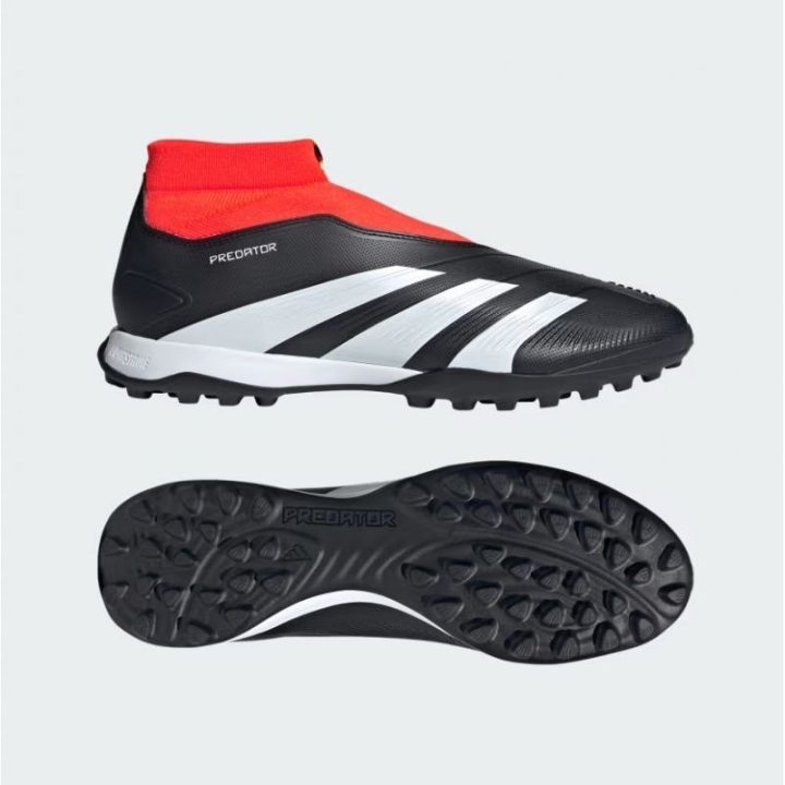 Vaikiški futbolo bateliai be raištelių adidas Predator League, juodi, raudoni ir balti