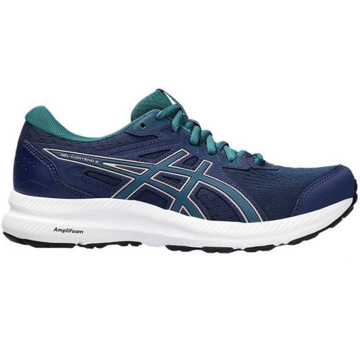 Moteriški bėgimo bateliai ASICS Gel Contend 8, tamsiai mėlyni ir balti