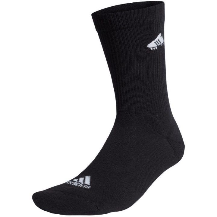 Medvilninės kojinės su siuvinėtu futbolo bateliu adidas, juodos