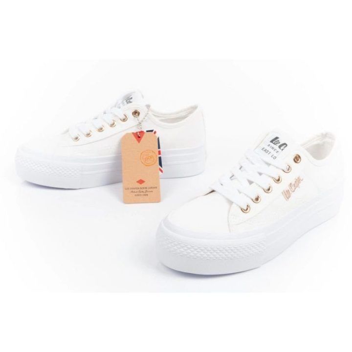 Moteriški sportbačiai su 3,5 cm aukščio padu Lee Cooper, balti