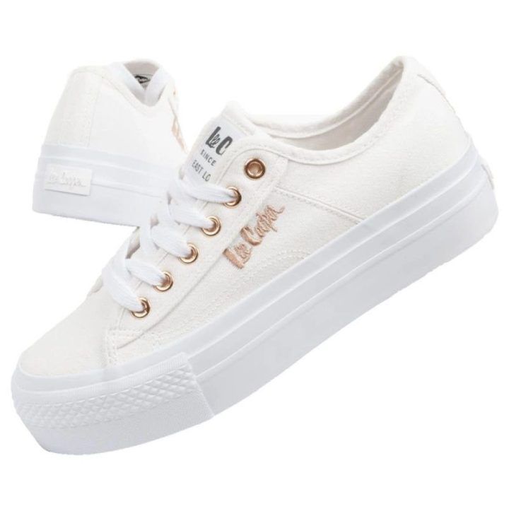 Moteriški sportbačiai su 3,5 cm aukščio padu Lee Cooper, balti