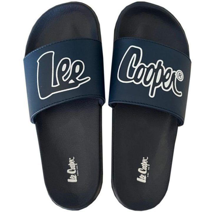 Vyriškos vasarinės šlepetės Lee Cooper, tamsiai mėlynos ir baltos