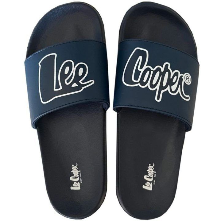 Vyriškos vasarinės šlepetės Lee Cooper, tamsiai mėlynos ir baltos