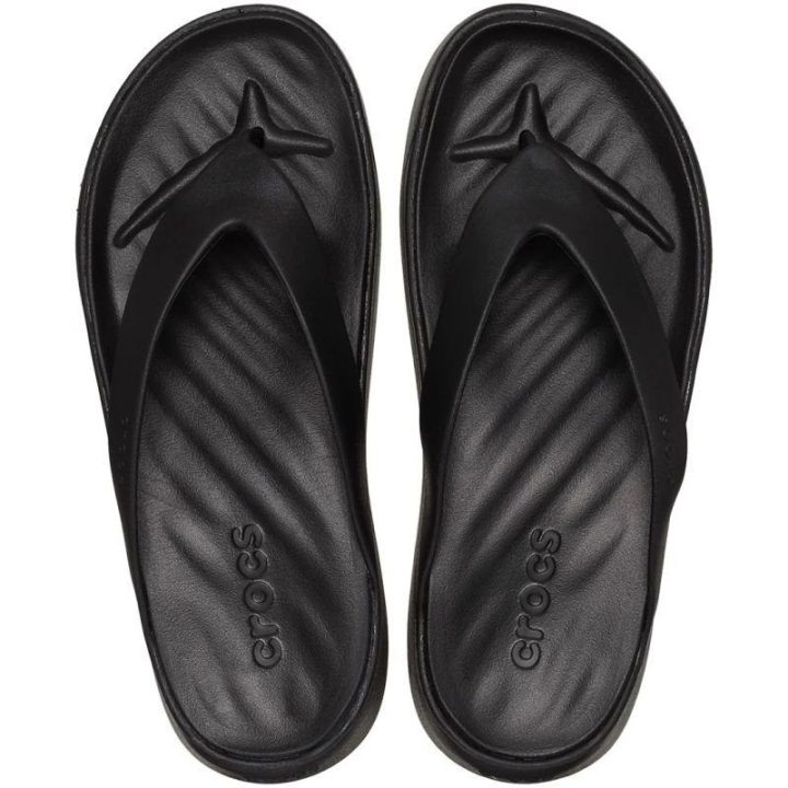 Moteriškos šlepetės per pirštą Crocs Getaway Flip, juodos
