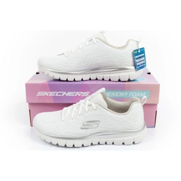 Moteriški sportbačiai su Memory Foam vidpadžiu Skechers, balti