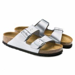 Moteriškos šlepetės su dviem dirželiais Birkenstock Arizona, sidabro