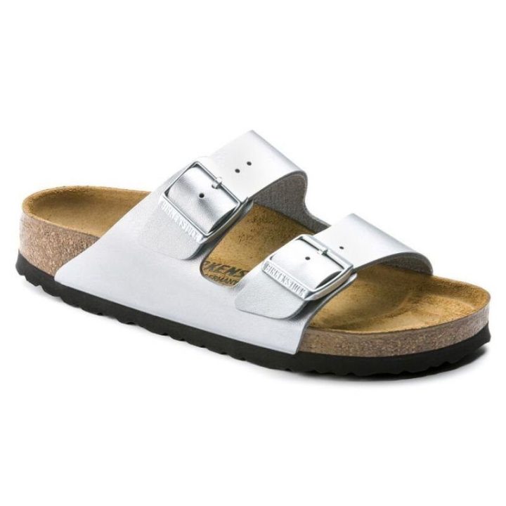 Moteriškos šlepetės su dviem dirželiais Birkenstock Arizona, sidabro
