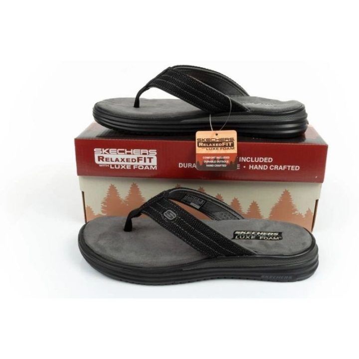 Vyriškos šlepetės per pirštą Skechers Proven, juodos