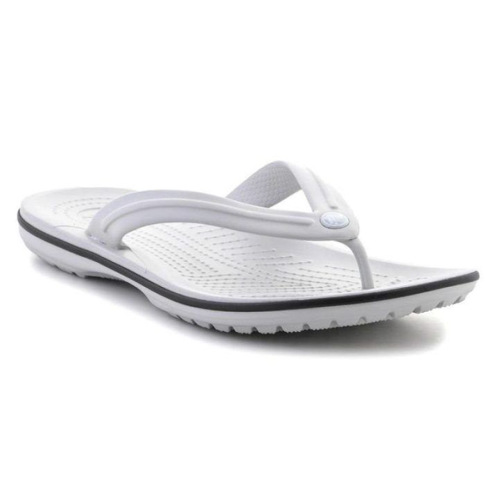 Moteriškos šlepetės per pirštą Crocs Crocband Flip, baltos