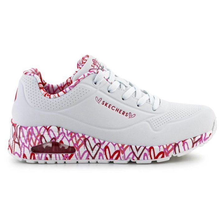 Moteriški sportbačiai su Skech-Air Skechers Uno Loving Love, balti