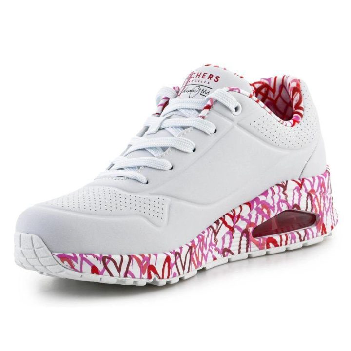 Moteriški sportbačiai su Skech-Air Skechers Uno Loving Love, balti