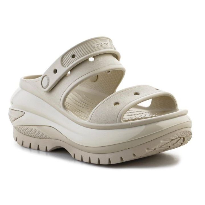 Moteriškos platforminės šlepetės Crocs Mega Crush, kaulo spalvos