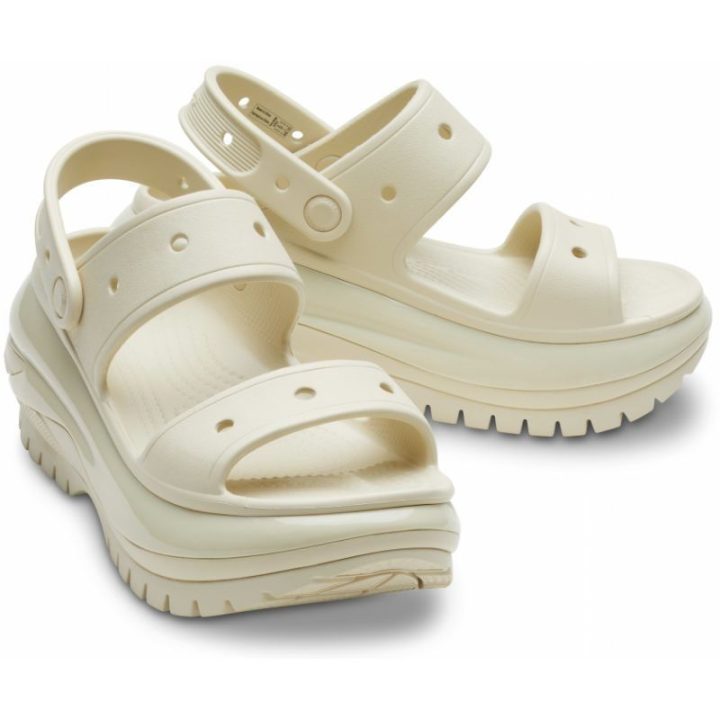 Moteriškos platforminės šlepetės Crocs Mega Crush, kaulo spalvos