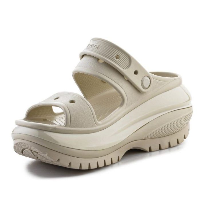 Moteriškos platforminės šlepetės Crocs Mega Crush, kaulo spalvos