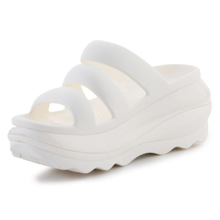 Moteriškos šlepetės Crocs Mega Crush Triple Strap, balkšvos
