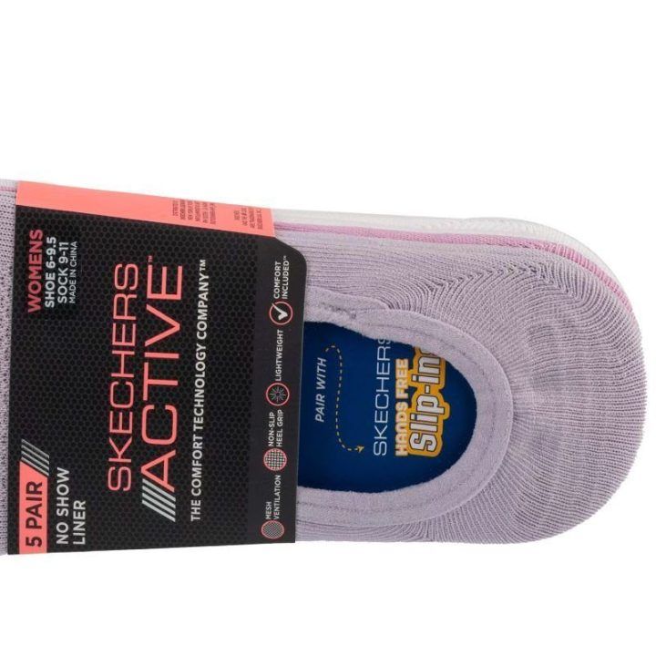 Kojinės-pėdutės Skechers, 5 poros, violetinės