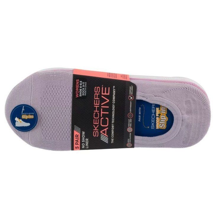 Kojinės-pėdutės Skechers, 5 poros, violetinės