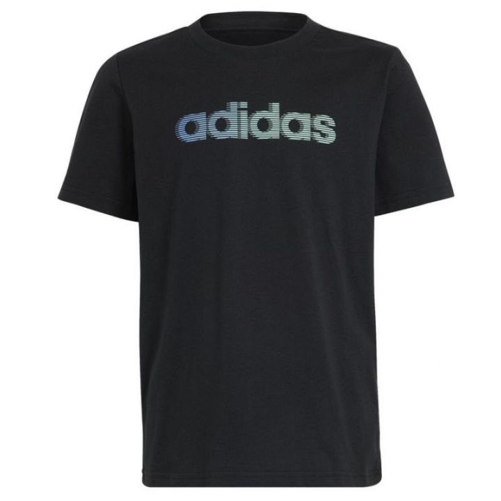 Vaikiški medvilniniai marškinėliai adidas Lin GT, juodi
