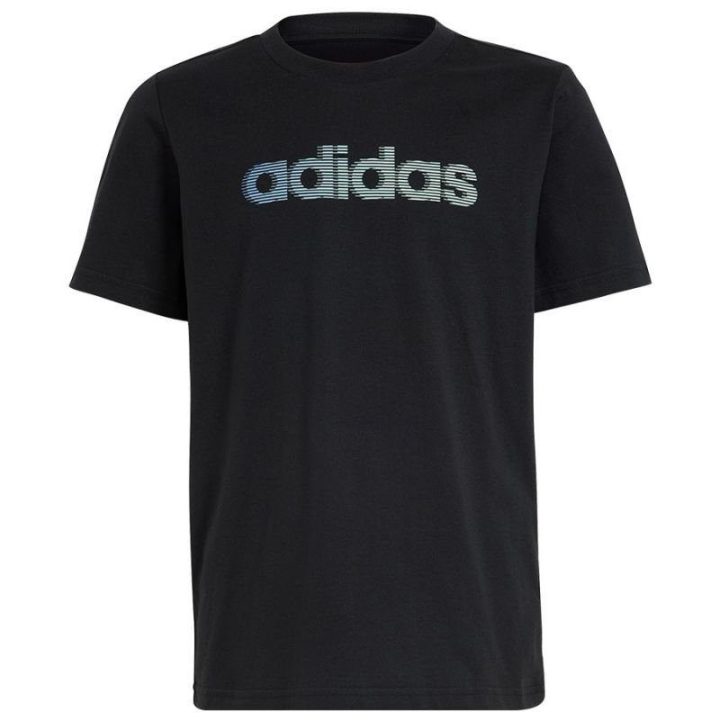 Vaikiški medvilniniai marškinėliai adidas Lin GT, juodi