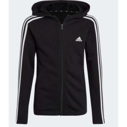 Vaikiškas džemperis su gobtuvu adidas Essentials 3 Stripes, juodas