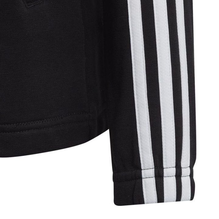 Vaikiškas džemperis su gobtuvu adidas Essentials 3 Stripes, juodas
