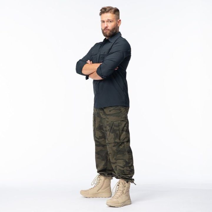 Vyriški marškiniai su ilgomis rankovėmis Magnum Defender, juodi