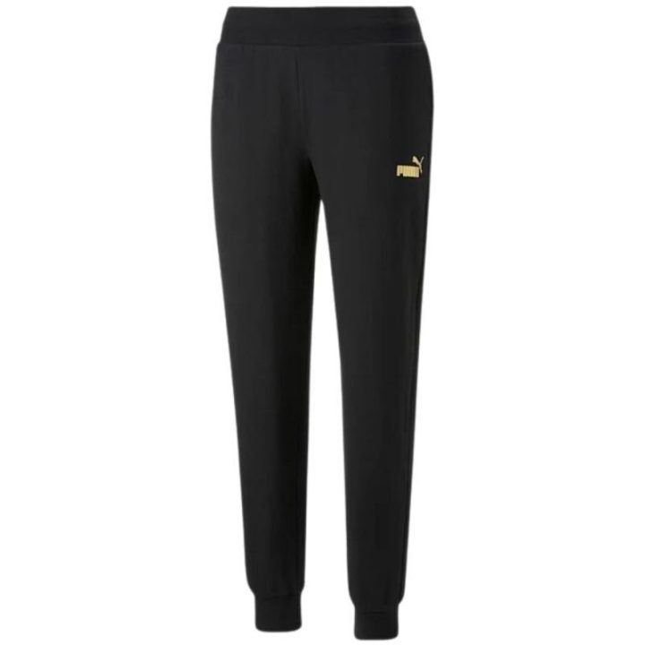 Moteriškos medvilninės sportinės kelnės Puma ESS+ Metallic, juodos