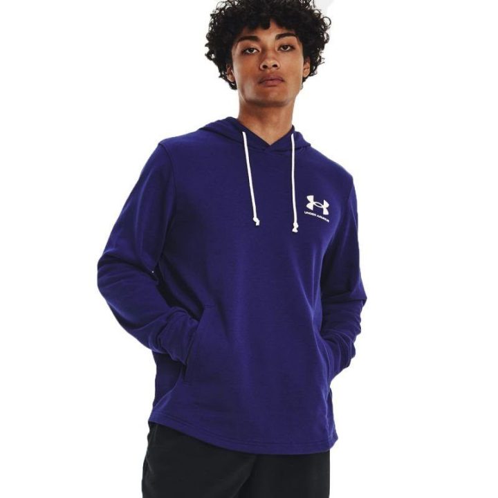Vyriškas džemperis su gobtuvu Under Armour Rival Terry, mėlynas