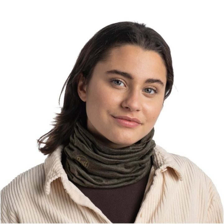 Šalikas-mova iš merino vilnos Buff Merino Lightweight, žalias