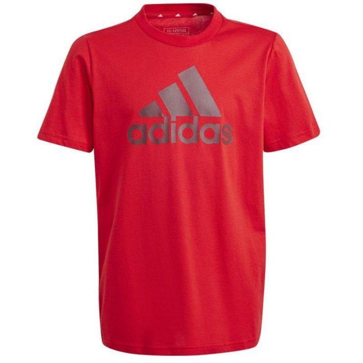 Vaikiški marškinėliai su dideliu logotipu adidas, raudoni