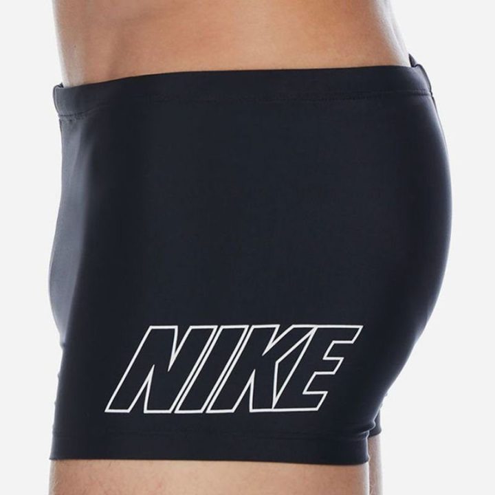 Vyriški prigludusio kirpimo maudymosi šortai Nike Logo, juodi