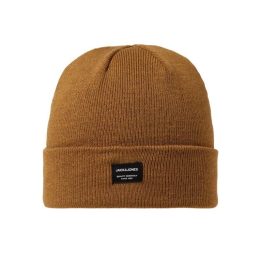 Vyriška megzta kepurė su atlenkiamu kraštu Jack & Jones, ruda