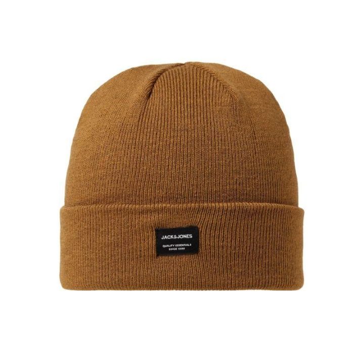 Vyriška megzta kepurė su atlenkiamu kraštu Jack & Jones, ruda