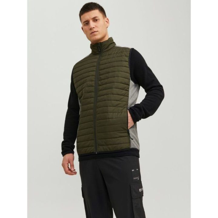 Vyriška dygsniuota liemenė su užtrauktuku Jack & Jones, žalia