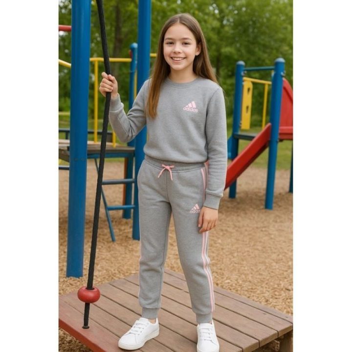Vaikiškos sportinės kelnės adidas French Terry 3, pilkos