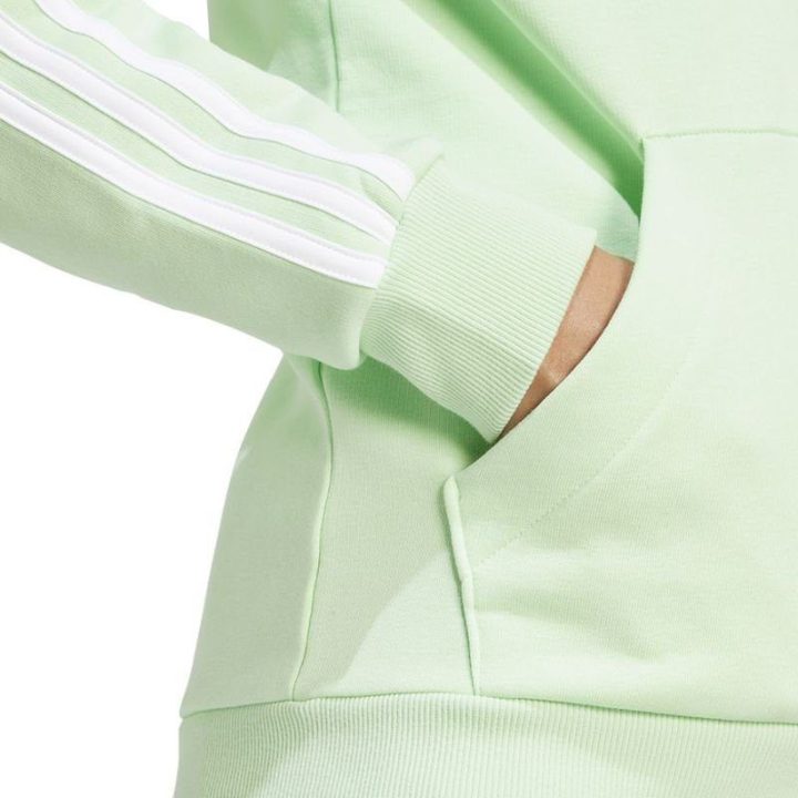 Moteriškas džemperis su gobtuvu adidas 3 Stripes FL, žalias
