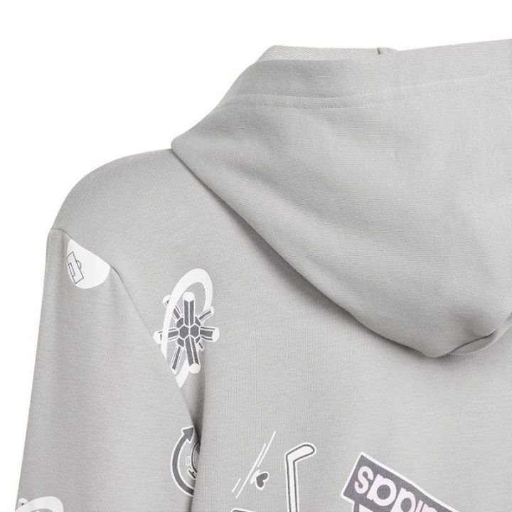 Vaikiškas džemperis su gobtuvu adidas Biuv, pilkas