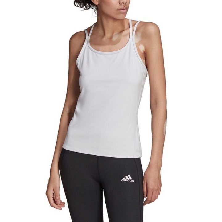 Moteriška palaidinė su petnešėlėmis adidas Studio Slim, balta