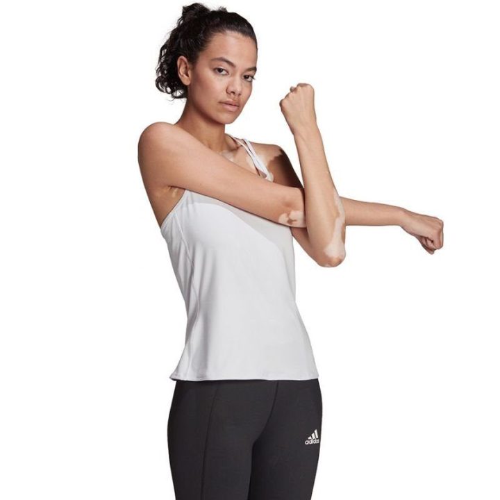 Moteriška palaidinė su petnešėlėmis adidas Studio Slim, balta