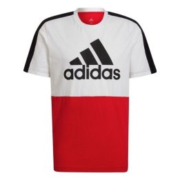 Vyriški marškinėliai adidas Essentials Colorblock, balti ir raudoni