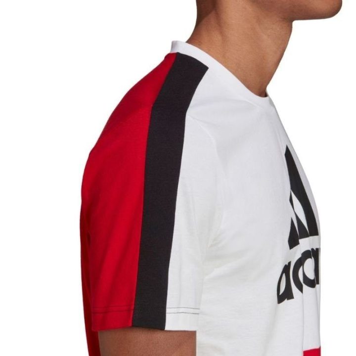 Vyriški marškinėliai adidas Essentials Colorblock, balti ir raudoni