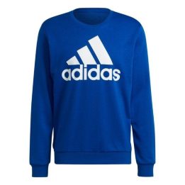 Vyriškas medvilninis džemperis su dideliu logotipu adidas, mėlynas