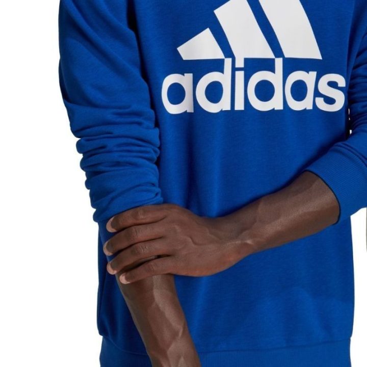 Vyriškas medvilninis džemperis su dideliu logotipu adidas, mėlynas