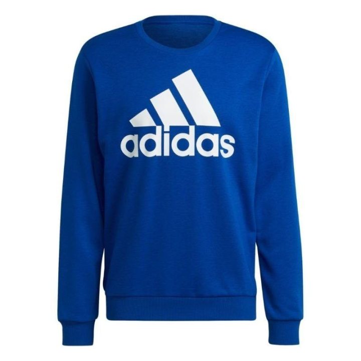 Vyriškas medvilninis džemperis su dideliu logotipu adidas, mėlynas