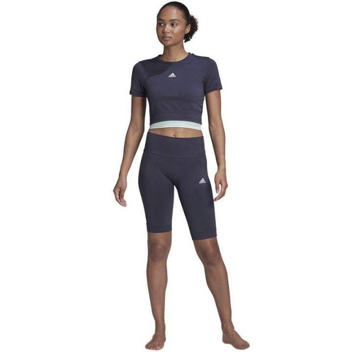 Moteriškos trumpos tamprės adidas Aeroknit Seamless, tamsiai mėlynos